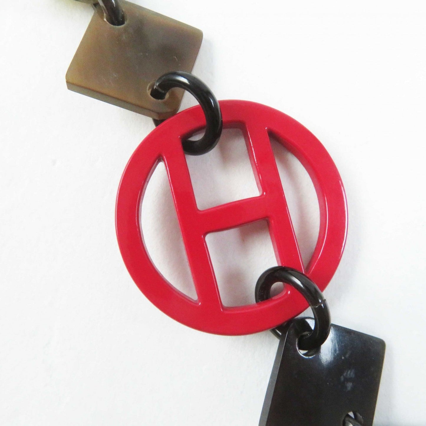 HERMES Necklace Buffalo horn Brown Red type Diva