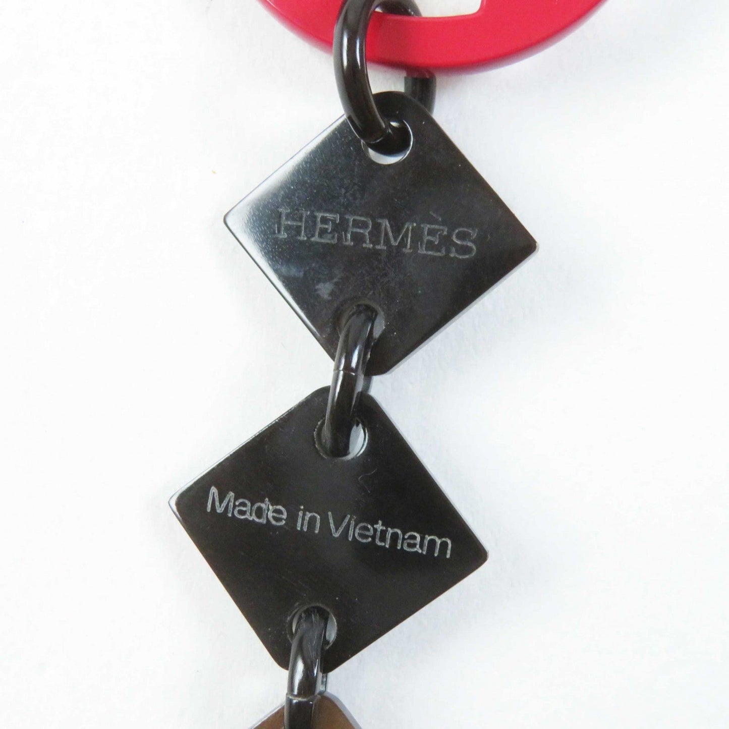 HERMES Necklace Buffalo horn Brown Red type Diva