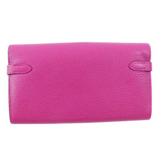 HERMES Long Wallet Purse Shave Rose purple Kelly wallet