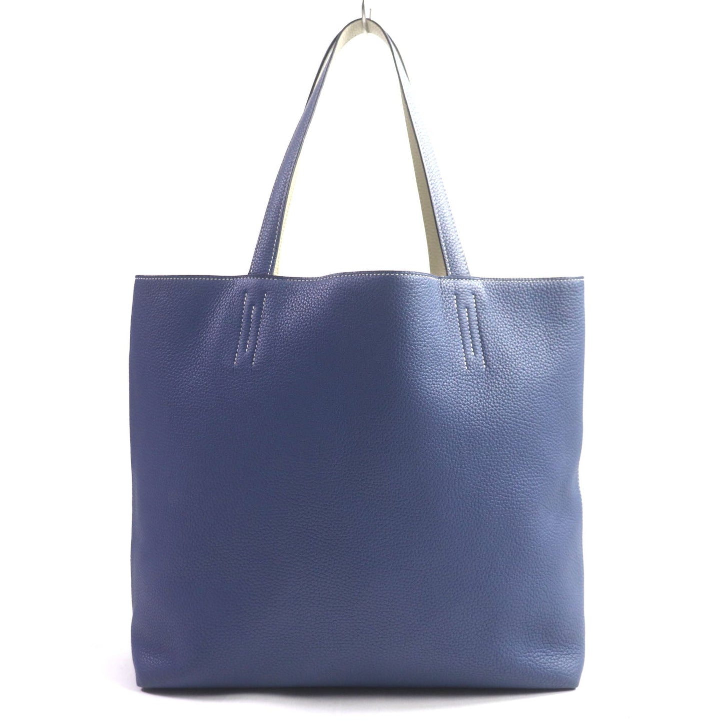 HERMES Tote Bag Taurillon Clemence Leather Blue Brighton Beton Doble Sense 45