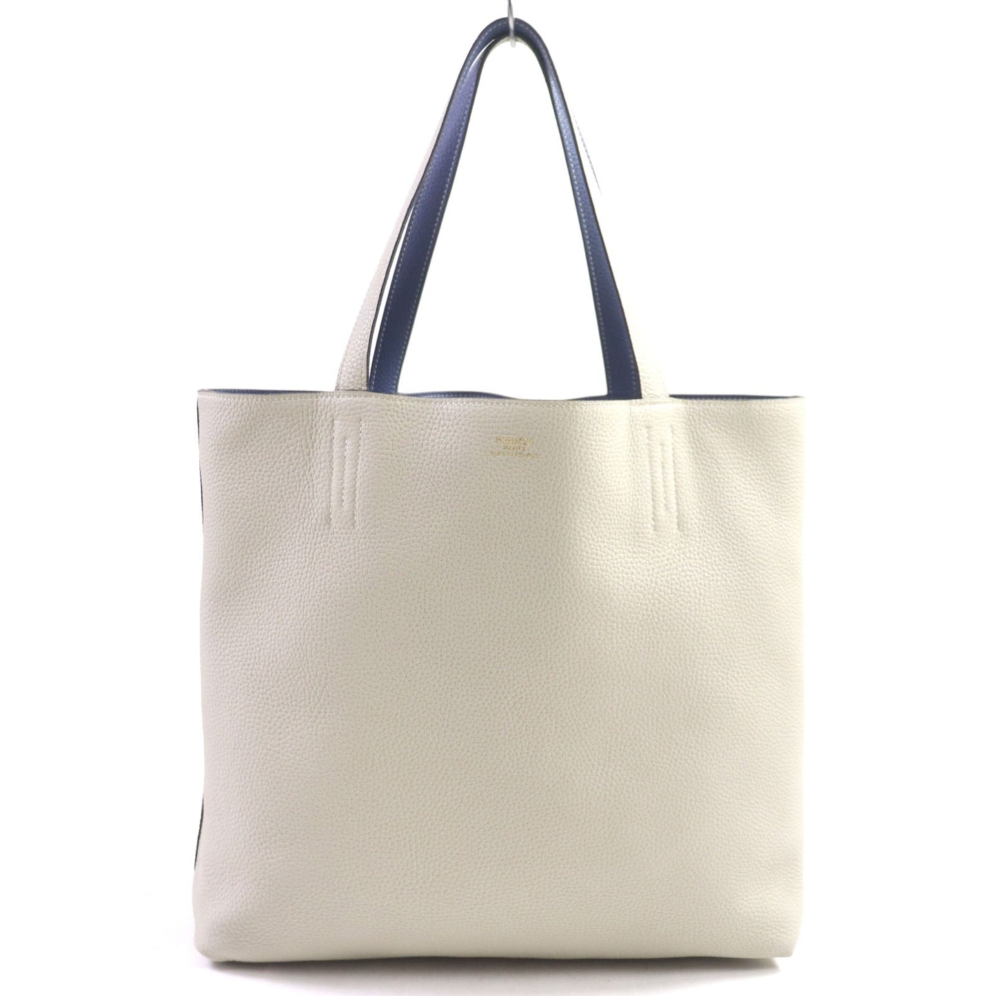HERMES Tote Bag Taurillon Clemence Leather Blue Brighton Beton Doble Sense 45
