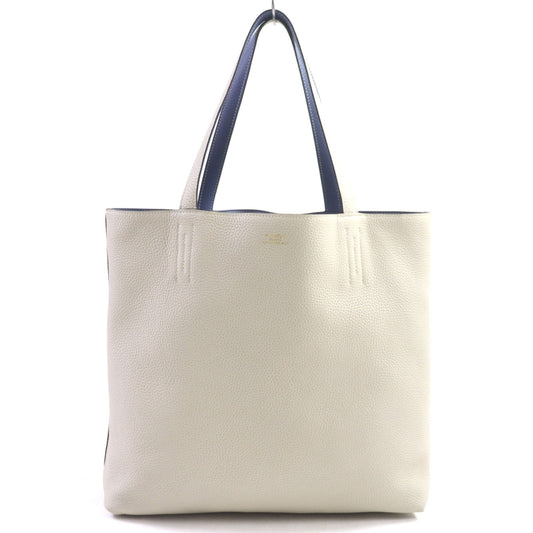 HERMES Tote Bag Taurillon Clemence Leather Blue Brighton Beton Doble Sense 45