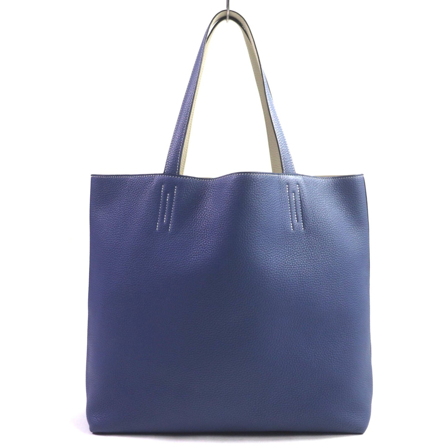 HERMES Tote Bag Taurillon Clemence Leather Blue Brighton Beton Doble Sense 45