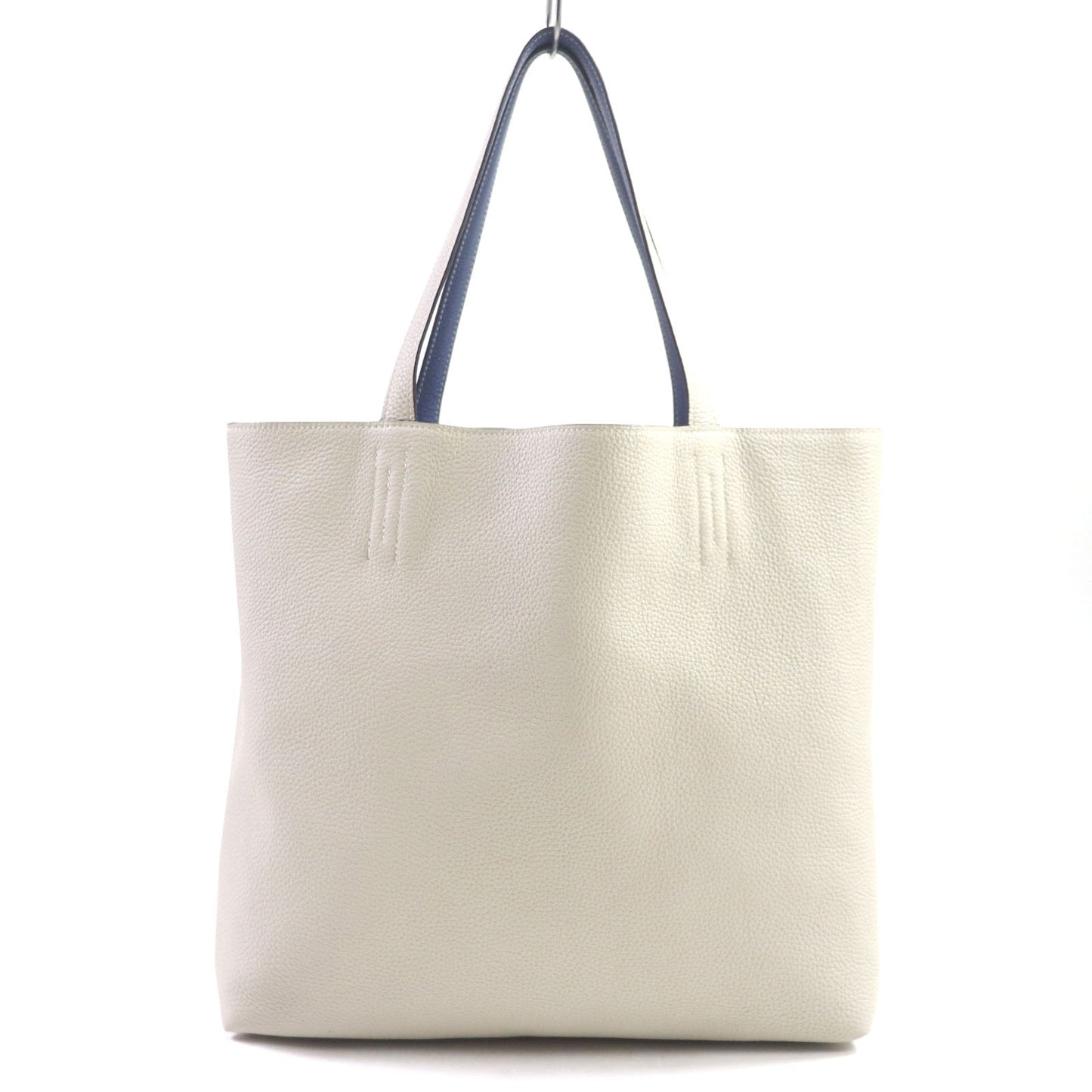 HERMES Tote Bag Taurillon Clemence Leather Blue Brighton Beton Doble Sense 45