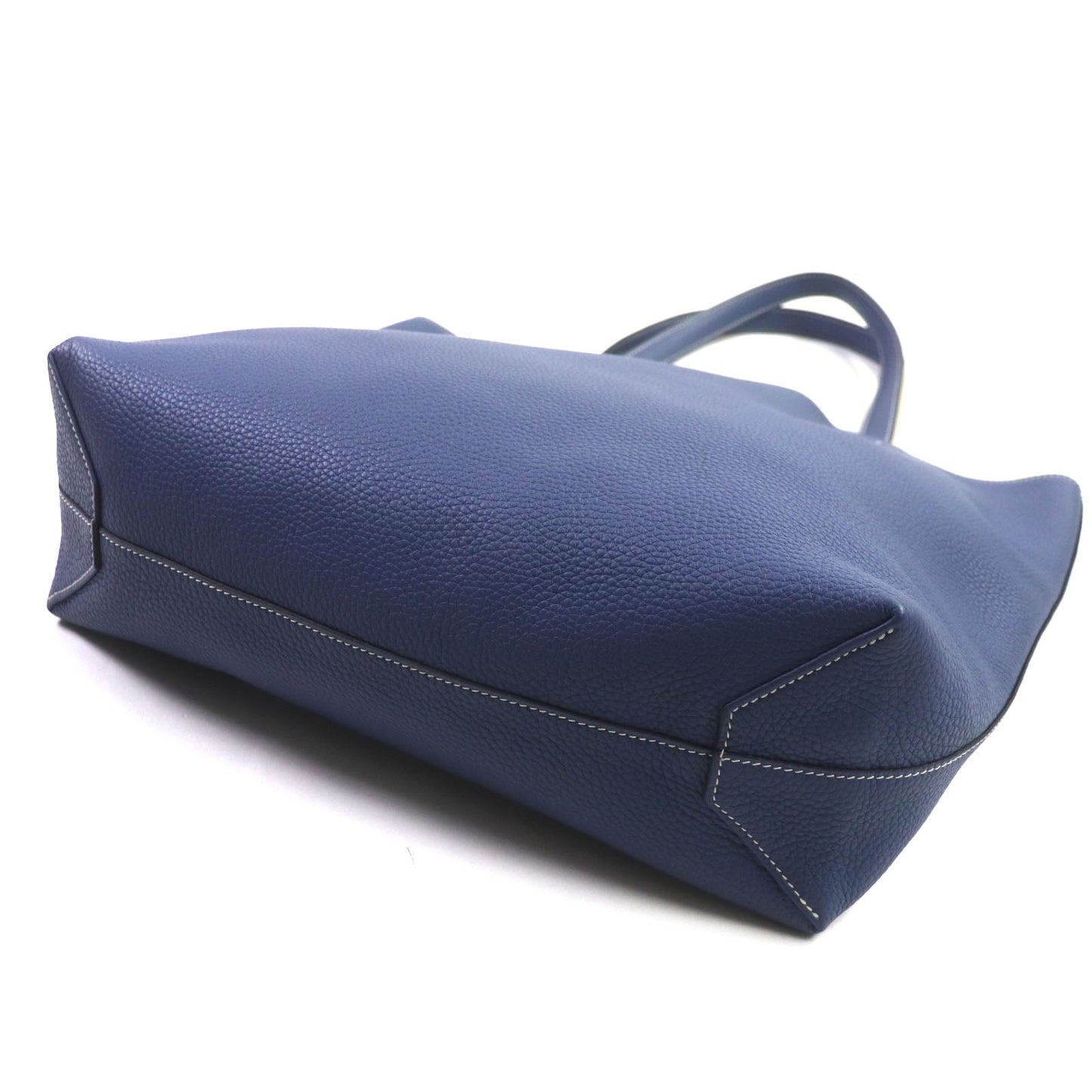 HERMES Tote Bag Taurillon Clemence Leather Blue Brighton Beton Doble Sense 45