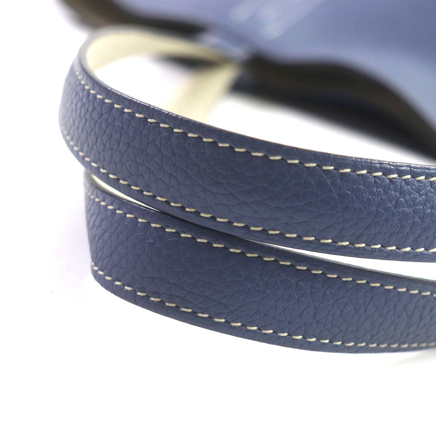 HERMES Tote Bag Taurillon Clemence Leather Blue Brighton Beton Doble Sense 45