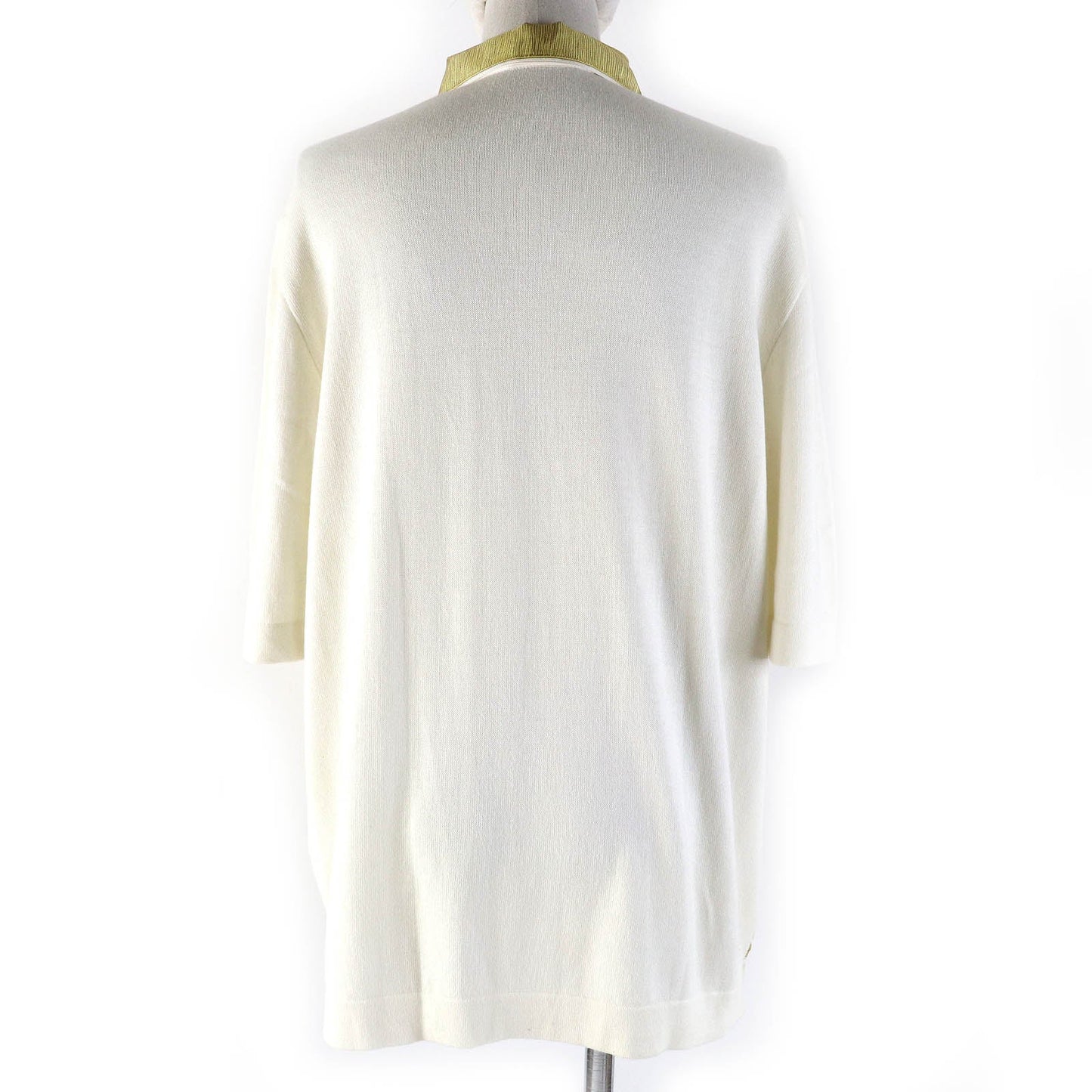 HERMES Short sleeve polo shirt Silk leather White Yellow type L