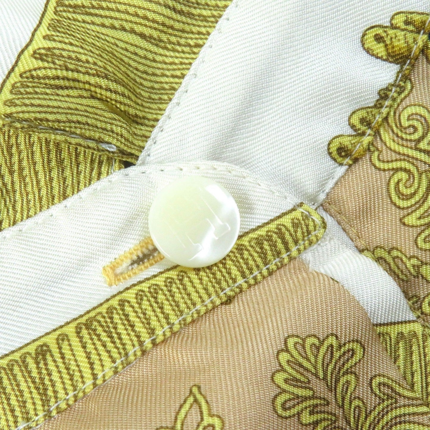 HERMES Short sleeve polo shirt Silk leather White Yellow type L