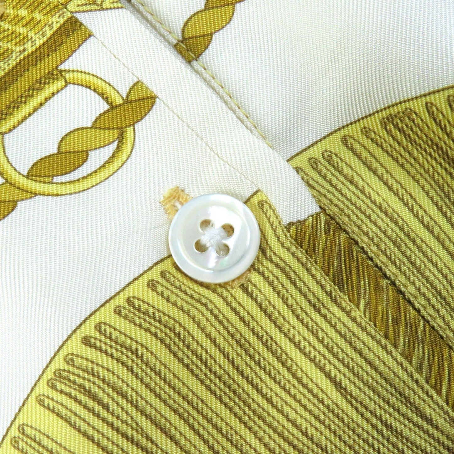 HERMES Short sleeve polo shirt Silk leather White Yellow type L