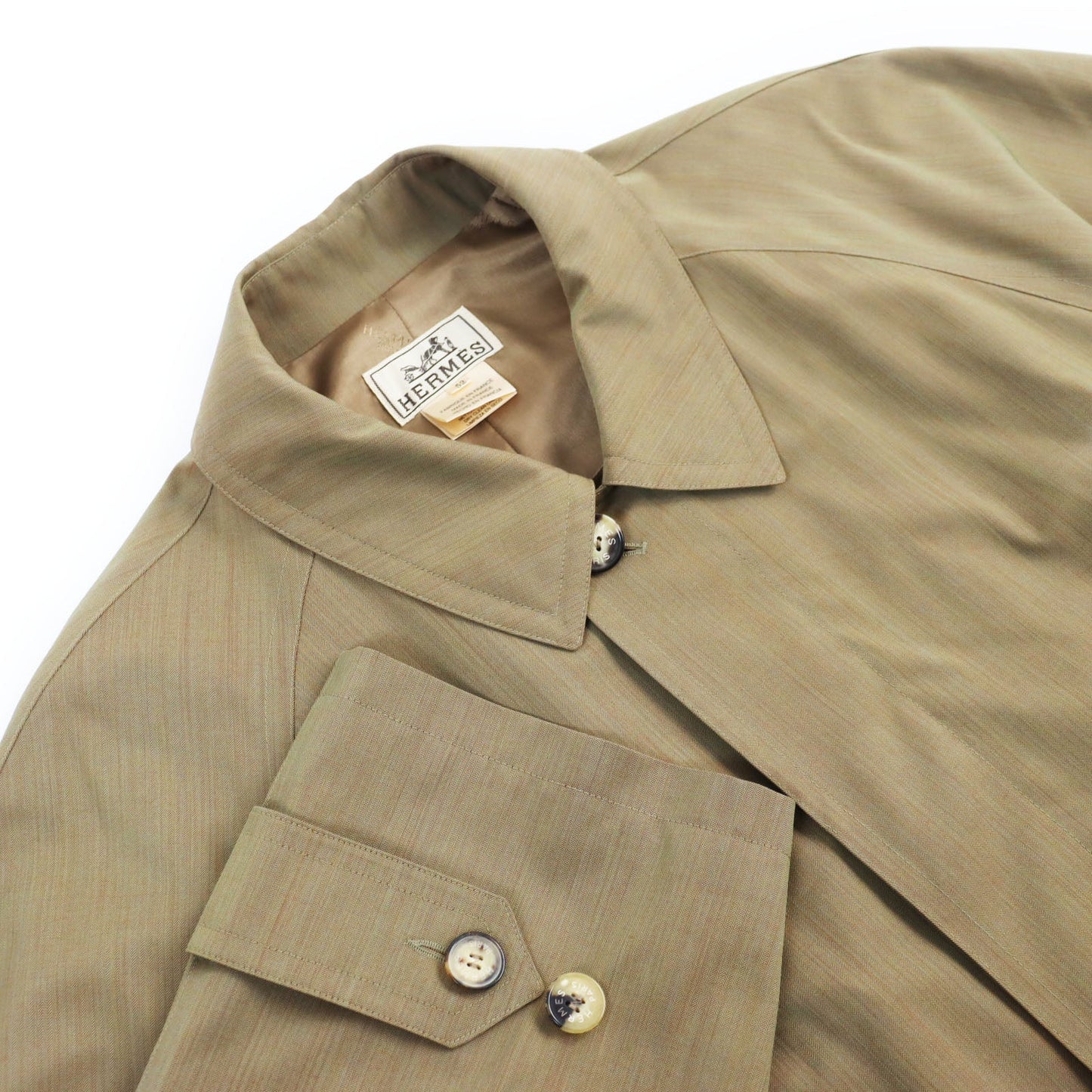 HERMES Stainless collar coat Outer: 100% wool, Lining: 100% acetate Brown type iridescent mens 52 Used