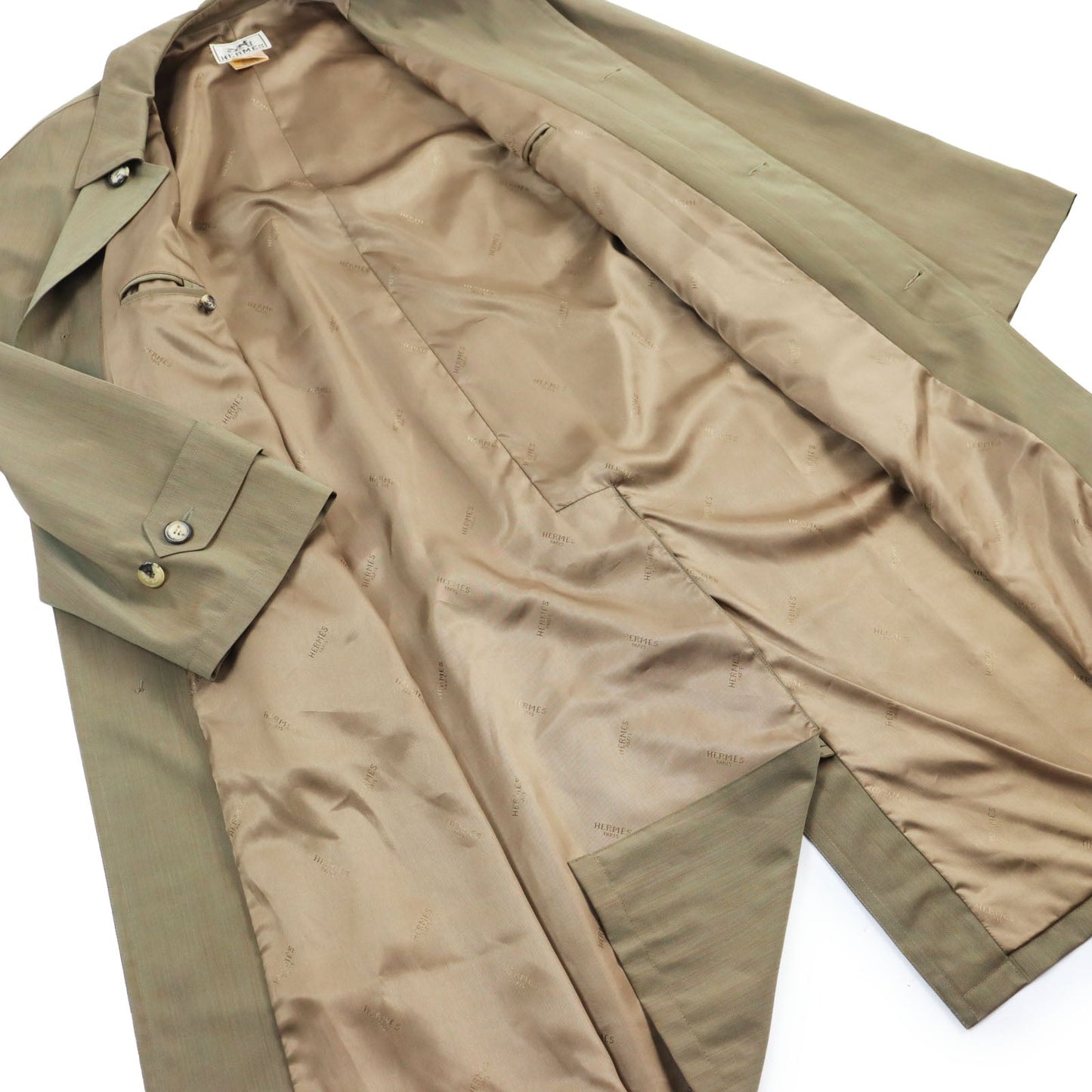HERMES Stainless collar coat Outer: 100% wool, Lining: 100% acetate Brown type iridescent mens 52 Used