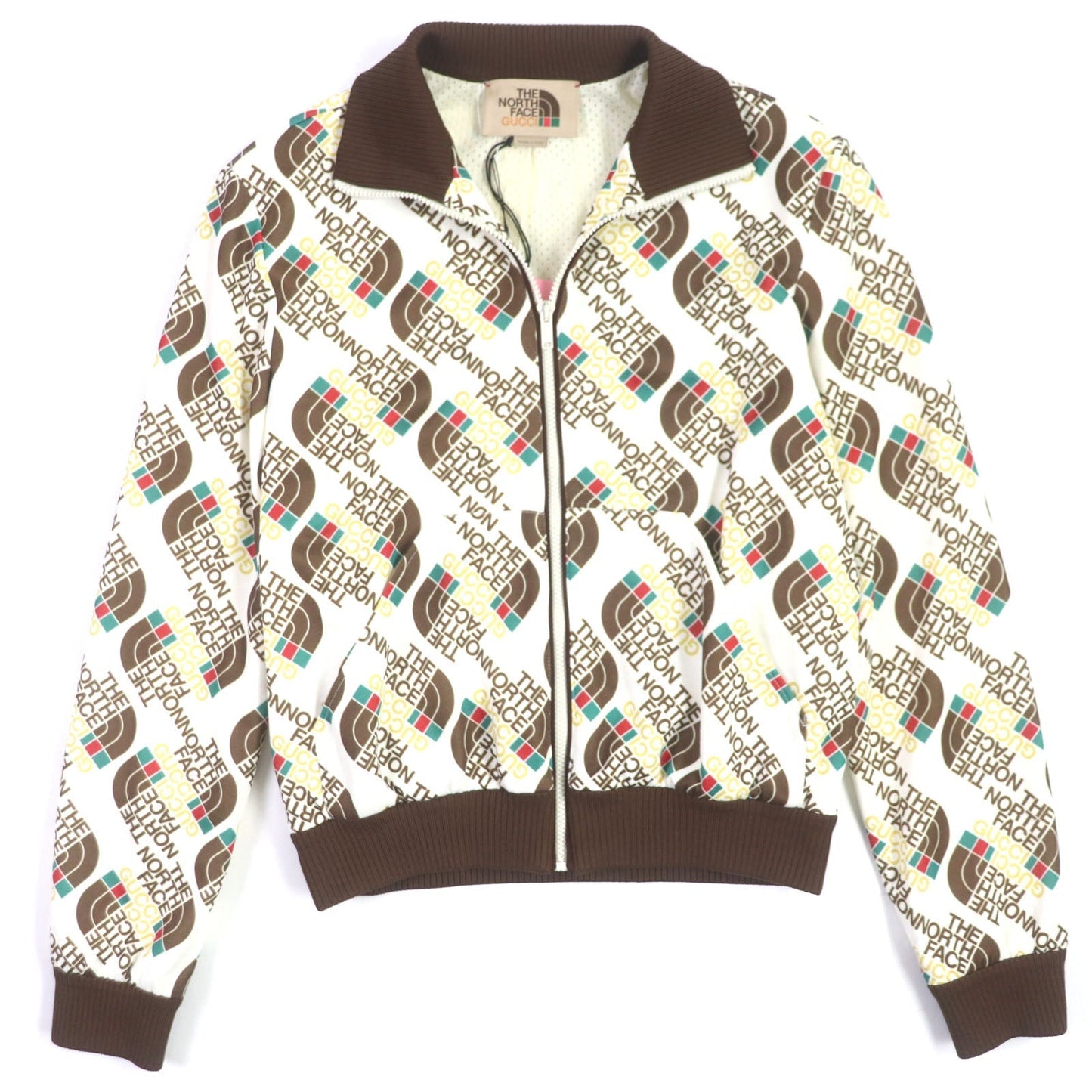 GUCCI Track jacket 651321 Outer: 55% polyester, Outer: 45% cotton, Lining: 100% polyester, Part: 93% polyester, Part: 5% nylon, : 2% polyurethane Brown white mens XS Used