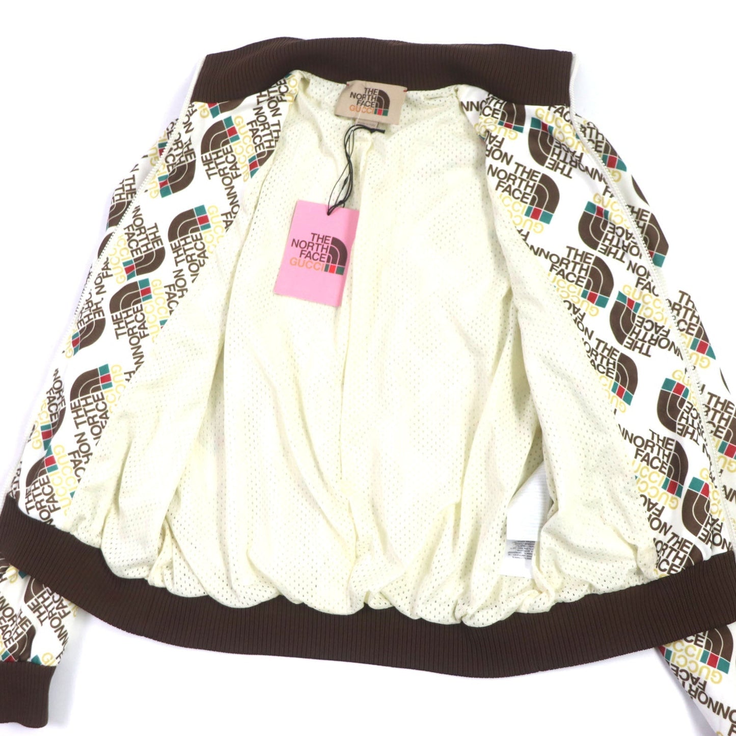 GUCCI Track jacket 651321 Outer: 55% polyester, Outer: 45% cotton, Lining: 100% polyester, Part: 93% polyester, Part: 5% nylon, : 2% polyurethane Brown white mens XS Used