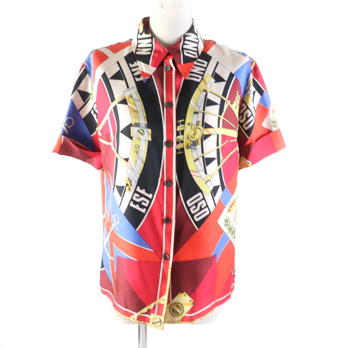 HERMES Short sleeve shirt Main: 100% silk Multi Women 38 Used