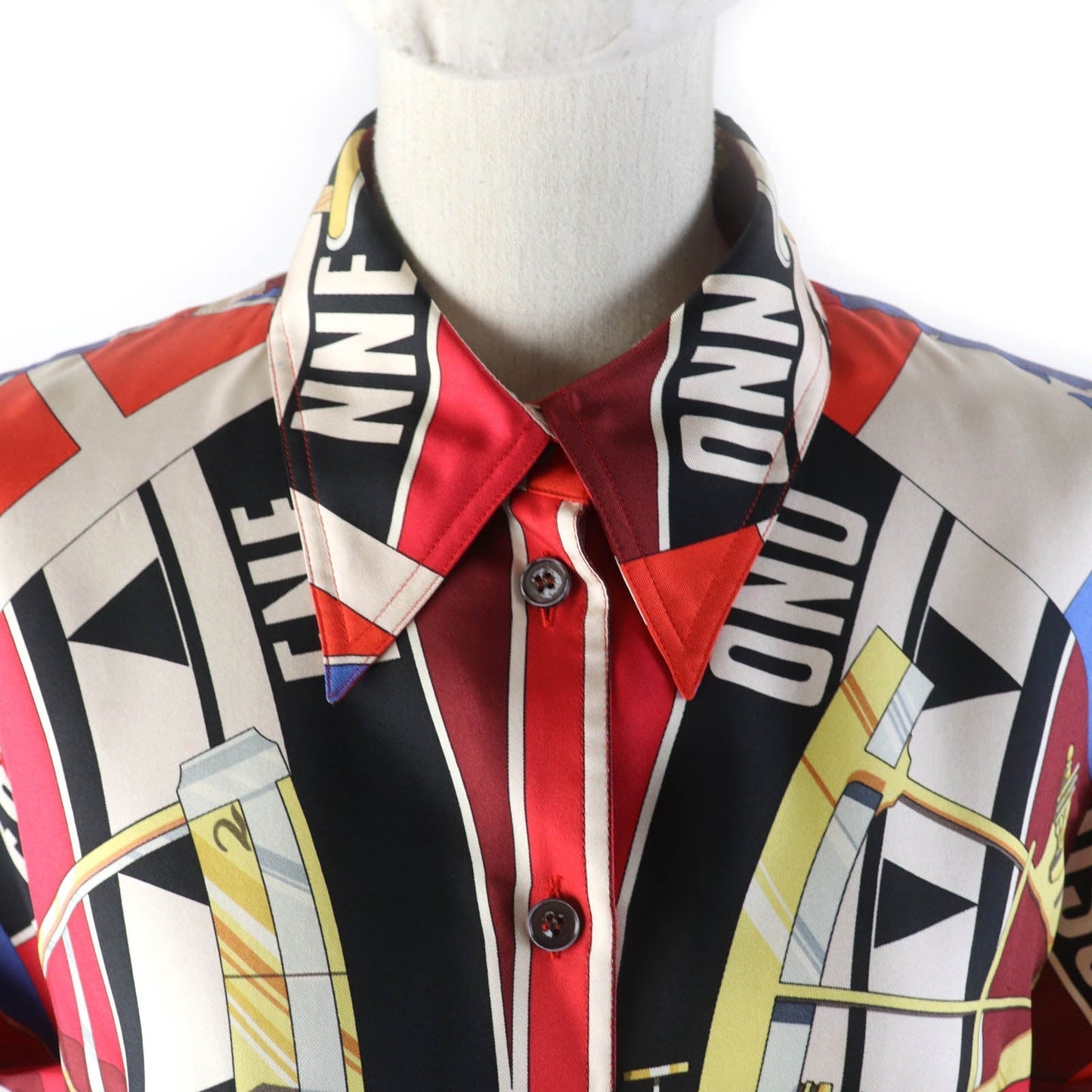 HERMES Short sleeve shirt Main: 100% silk Multi Women 38 Used