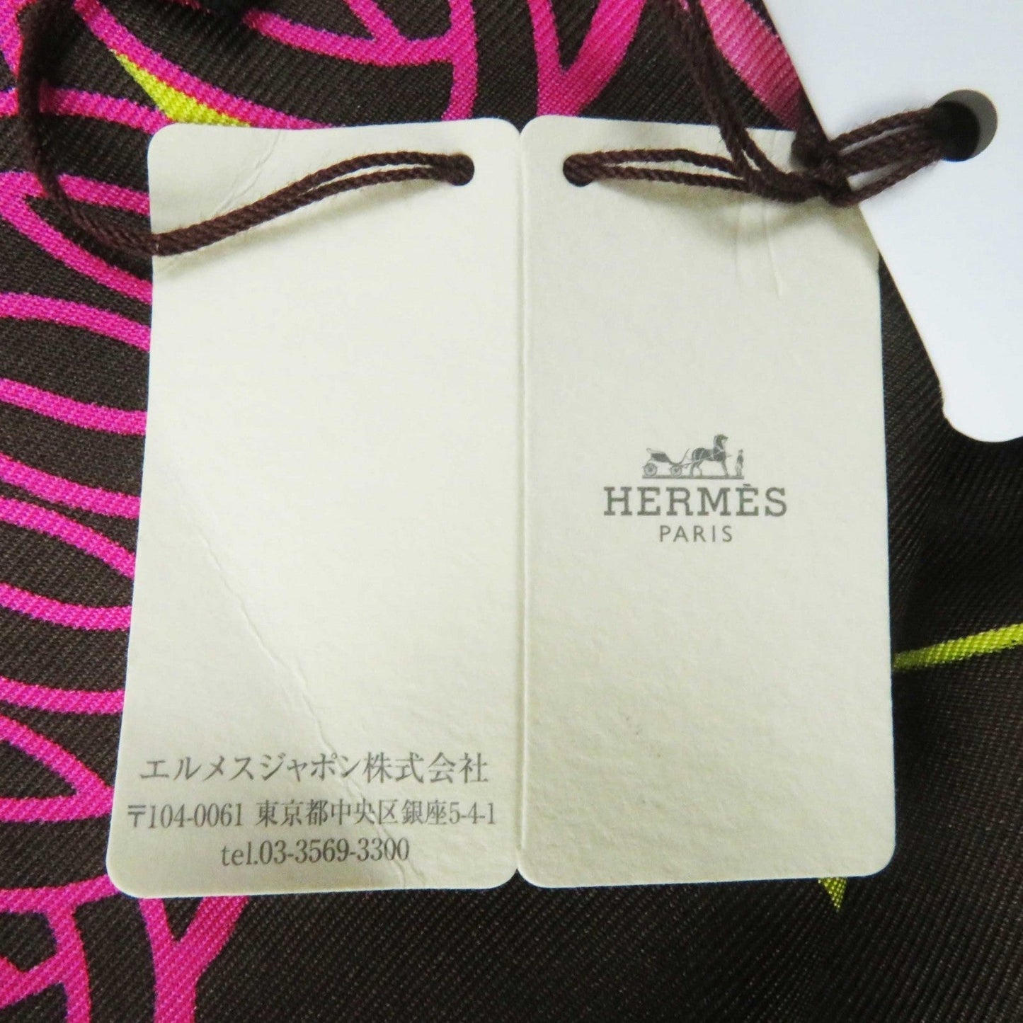 HERMES Stall H571828S silk Maron/Jaune POINTE TWILL Morning walk