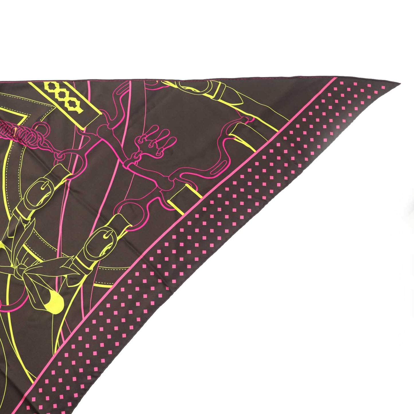 HERMES Stall H571828S silk Maron/Jaune POINTE TWILL Morning walk