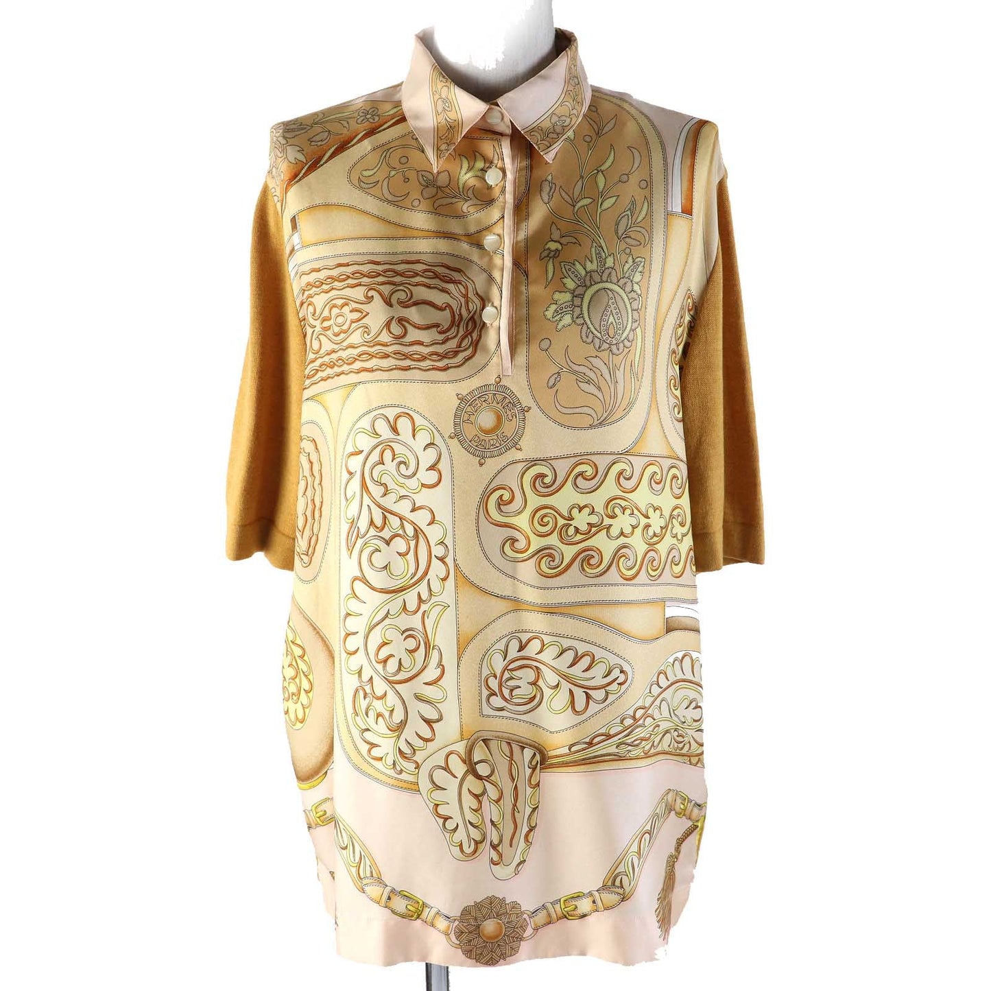 HERMES tops silk Orange type M