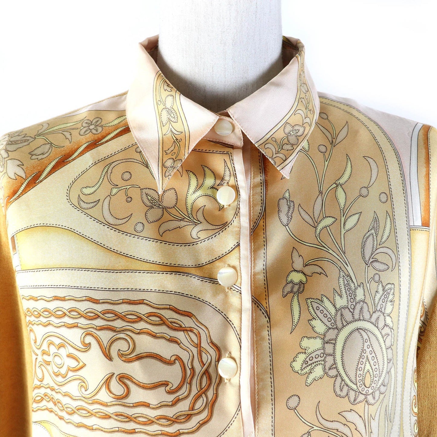 HERMES tops silk Orange type M