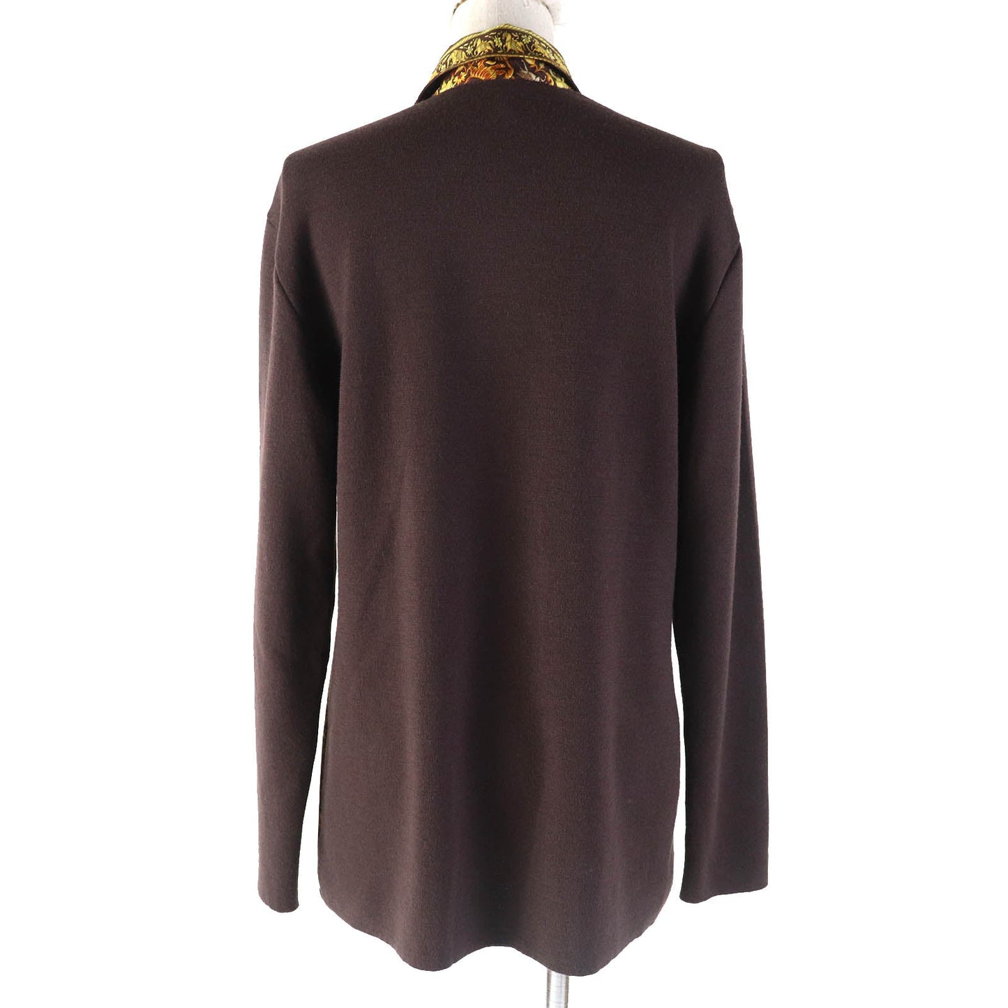 HERMES tops silk Dark Brown Yellow S