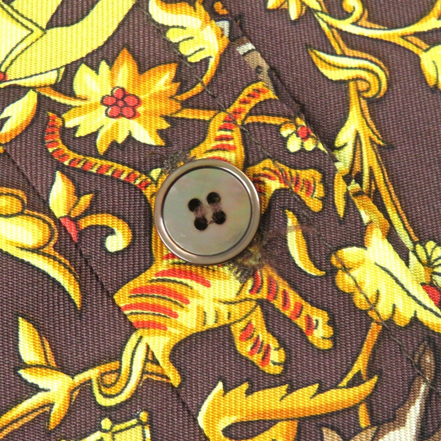 HERMES tops silk Dark Brown Yellow S