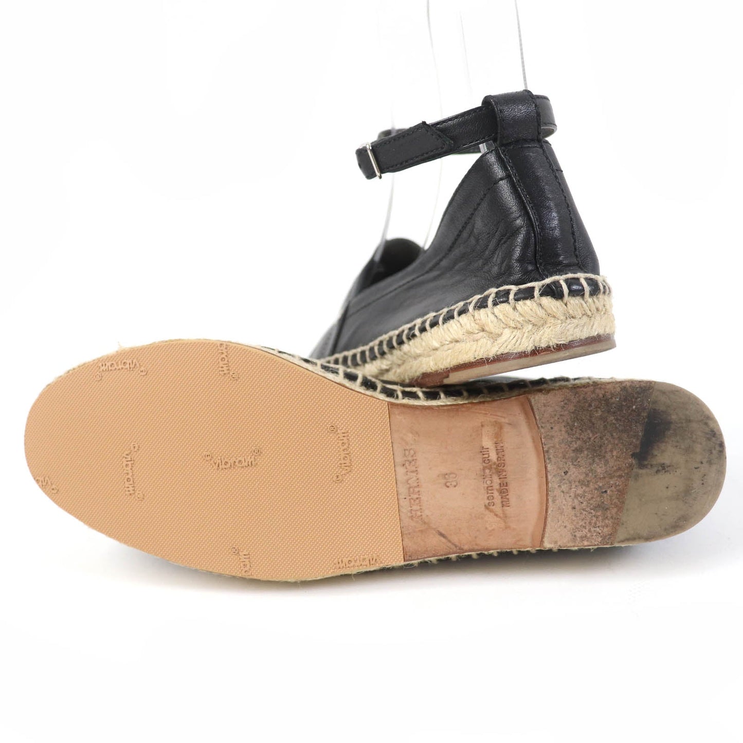 HERMES Slip-on leather black 36