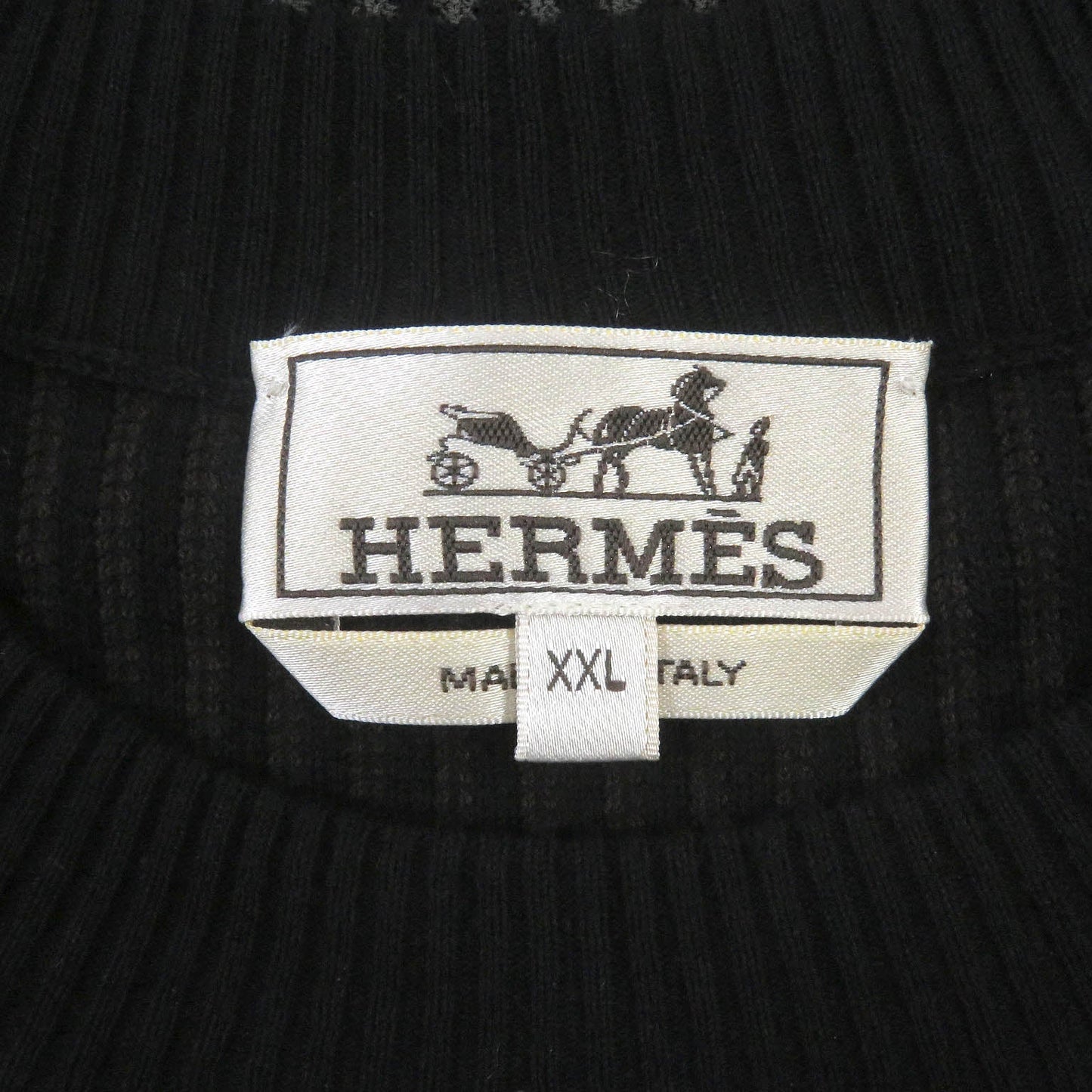 HERMES Short sleeve knit cotton Black type XXL