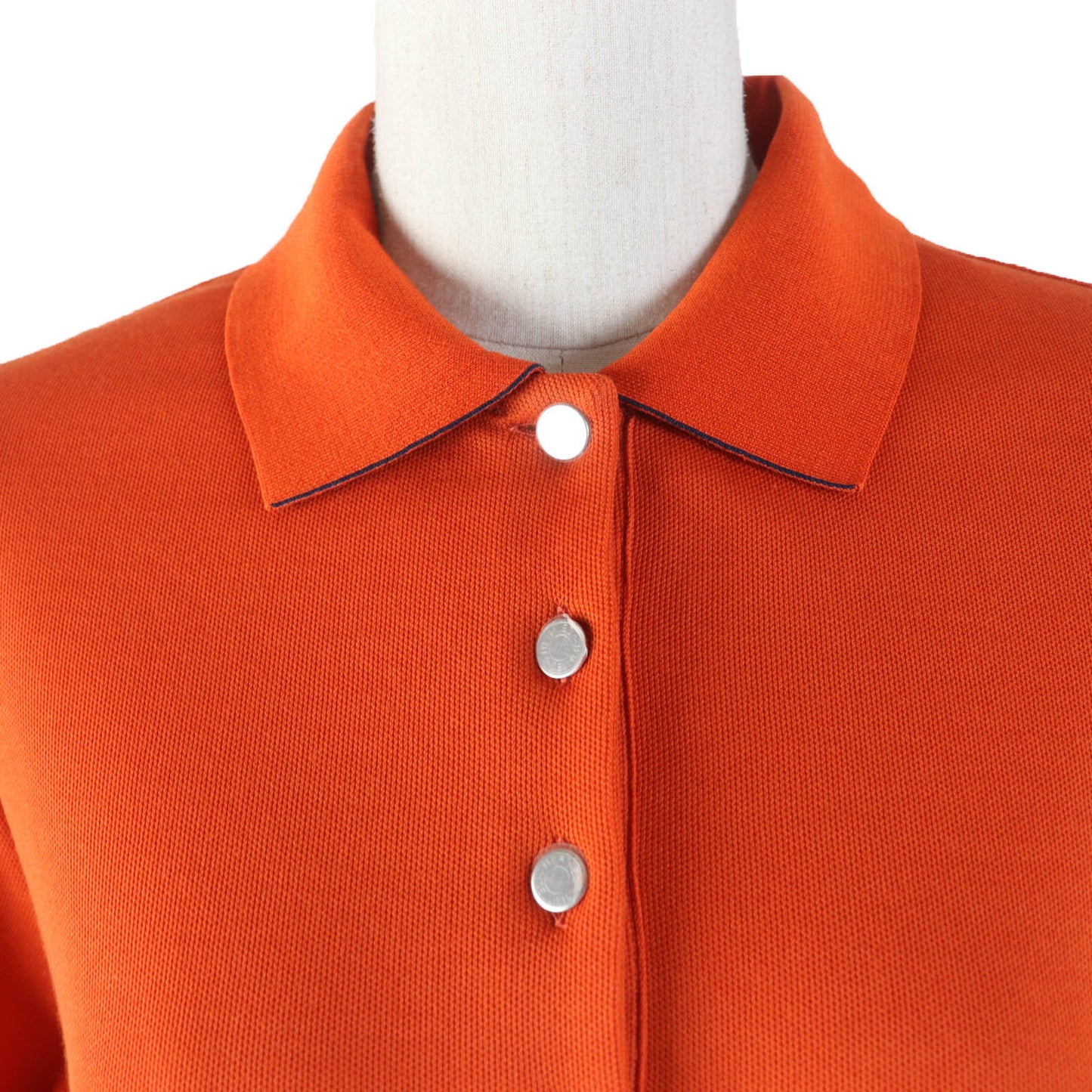 HERMES Short sleeve polo shirt H800270E cotton Orange Double Joux XL
