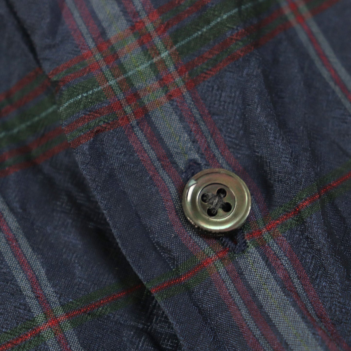 HERMES Long sleeve shirt silk Navy type Check Pattern