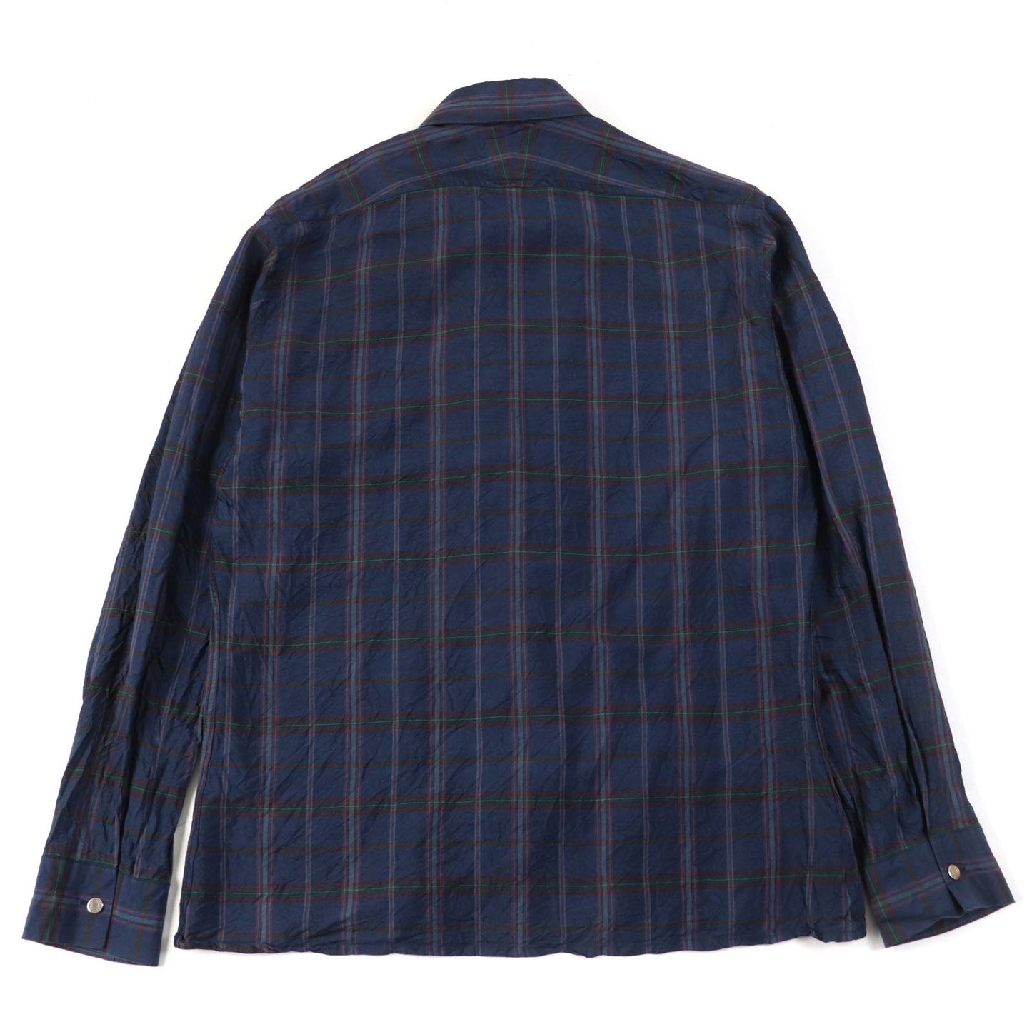 HERMES Long sleeve shirt silk Navy type Check Pattern