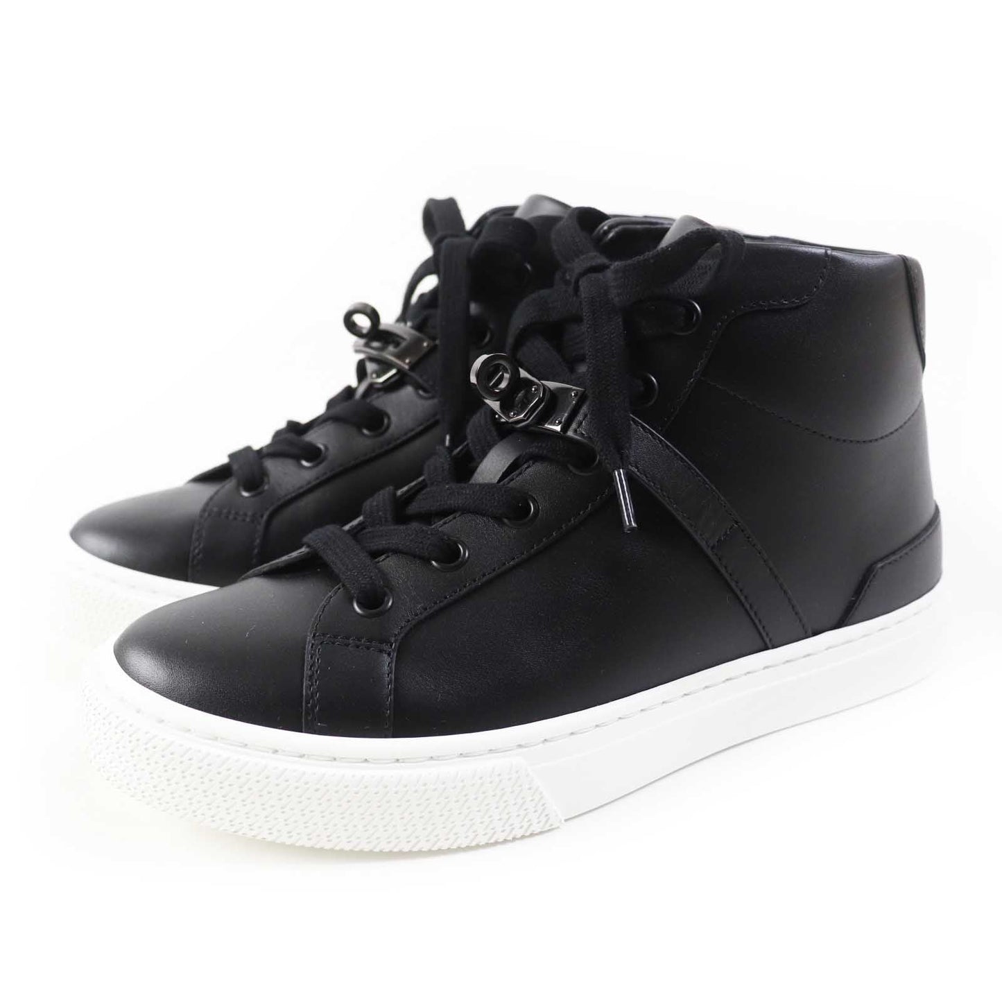 HERMES High cut sneakers RG222183Z leather black Daydream 36