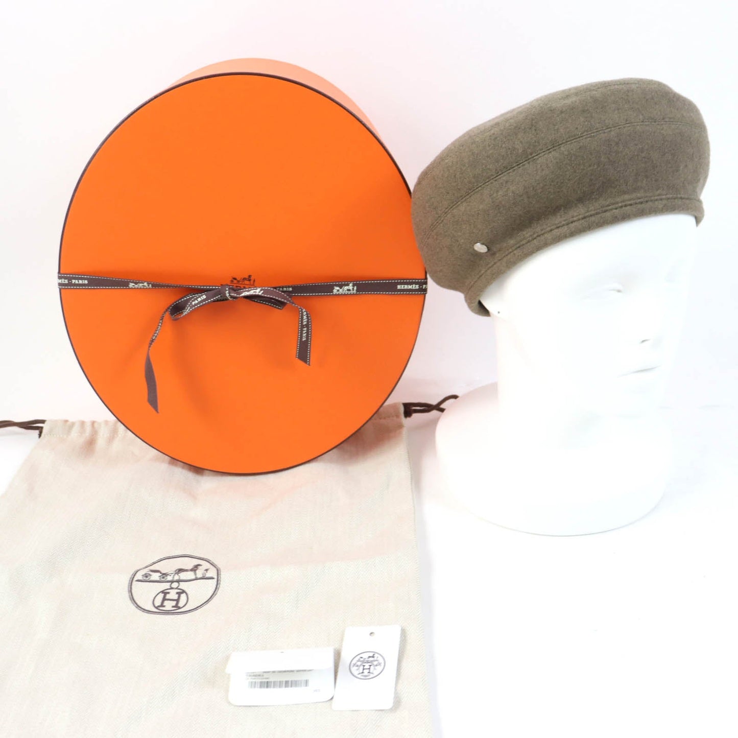 HERMES beret cashmere Brown type Saint Honoré 58
