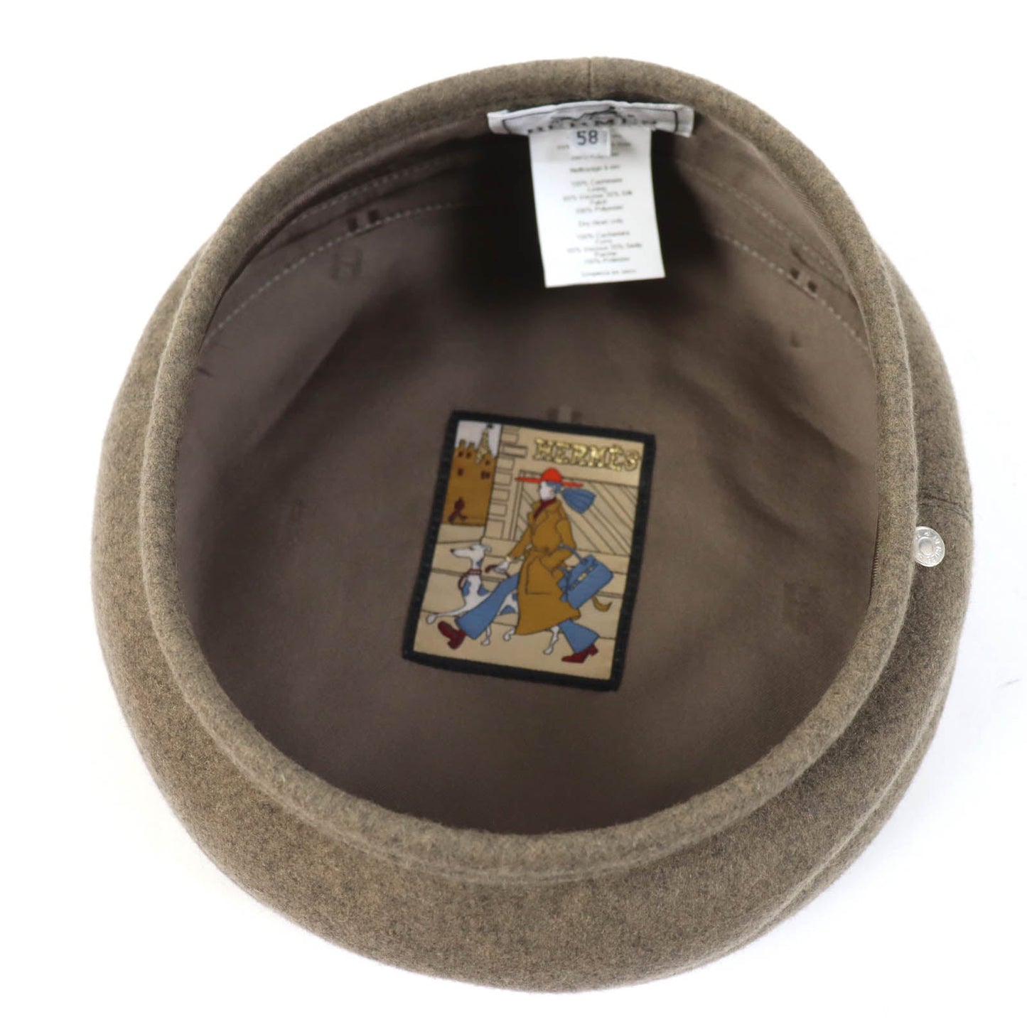 HERMES beret cashmere Brown type Saint Honoré 58