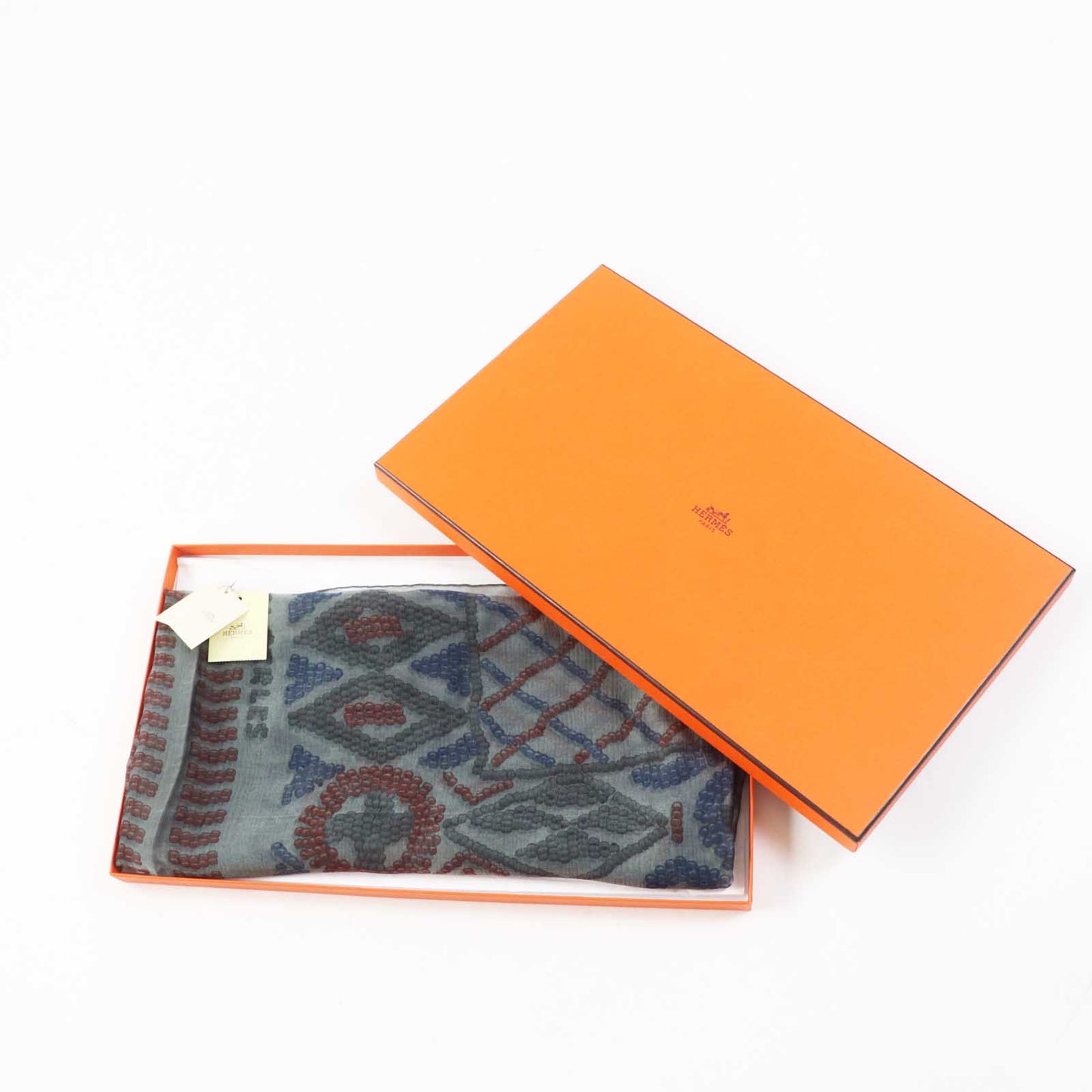 HERMES scarf silk gray Carre140 KELLY EN PERLES