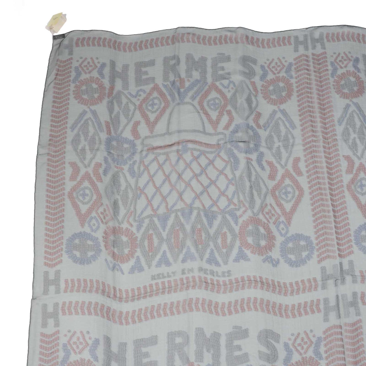 HERMES scarf silk gray Carre140 KELLY EN PERLES