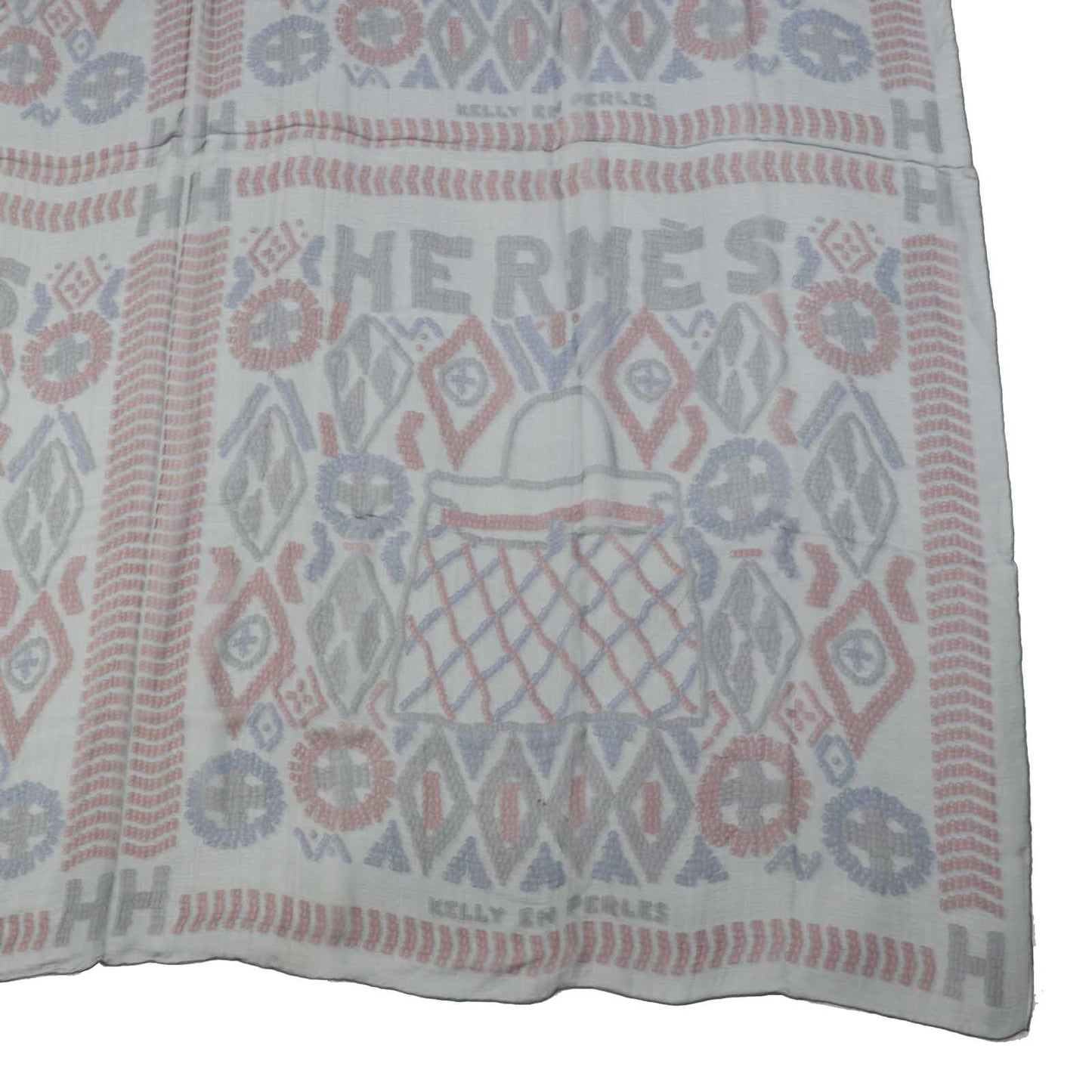 HERMES scarf silk gray Carre140 KELLY EN PERLES