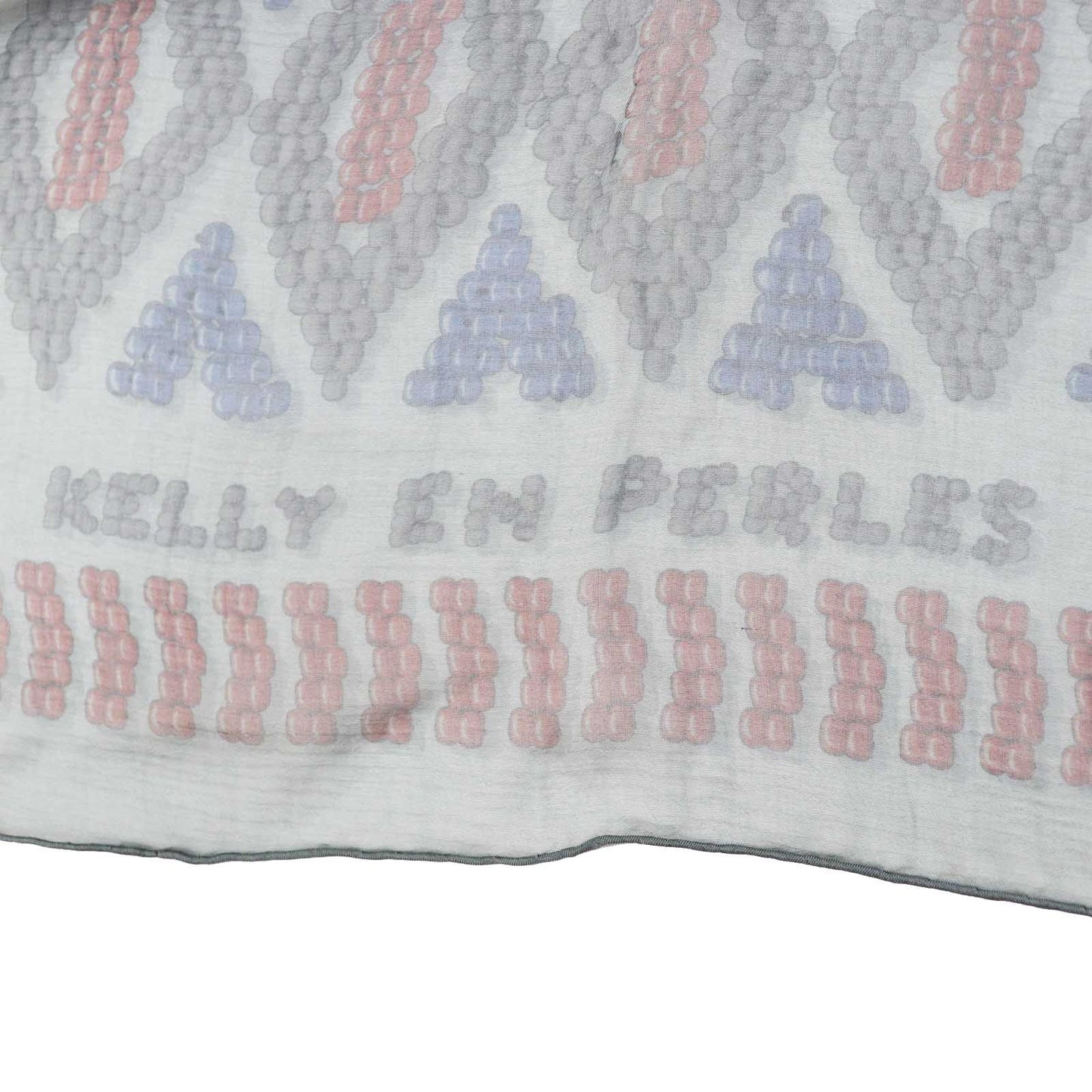 HERMES scarf silk gray Carre140 KELLY EN PERLES