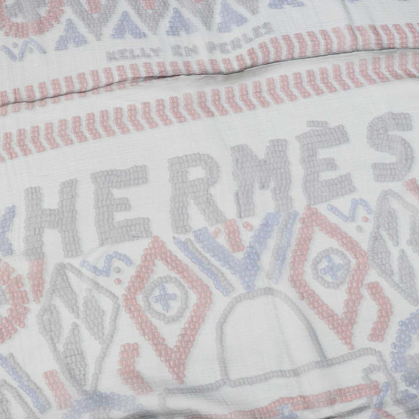 HERMES scarf silk gray Carre140 KELLY EN PERLES