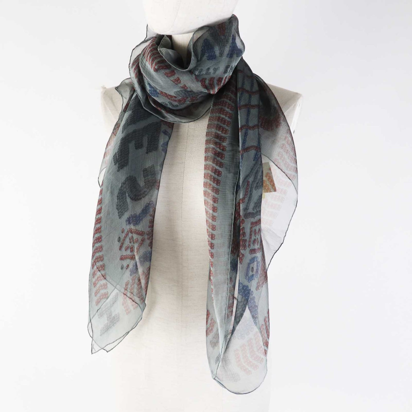 HERMES scarf silk gray Carre140 KELLY EN PERLES