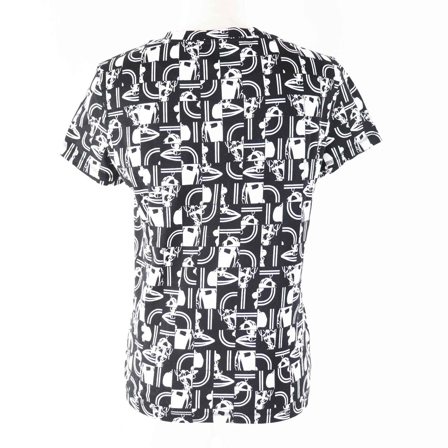 HERMES Short sleeve T-shirt cotton Black White BRIDES DE GALA en Desordre Ceremonial bridles 34