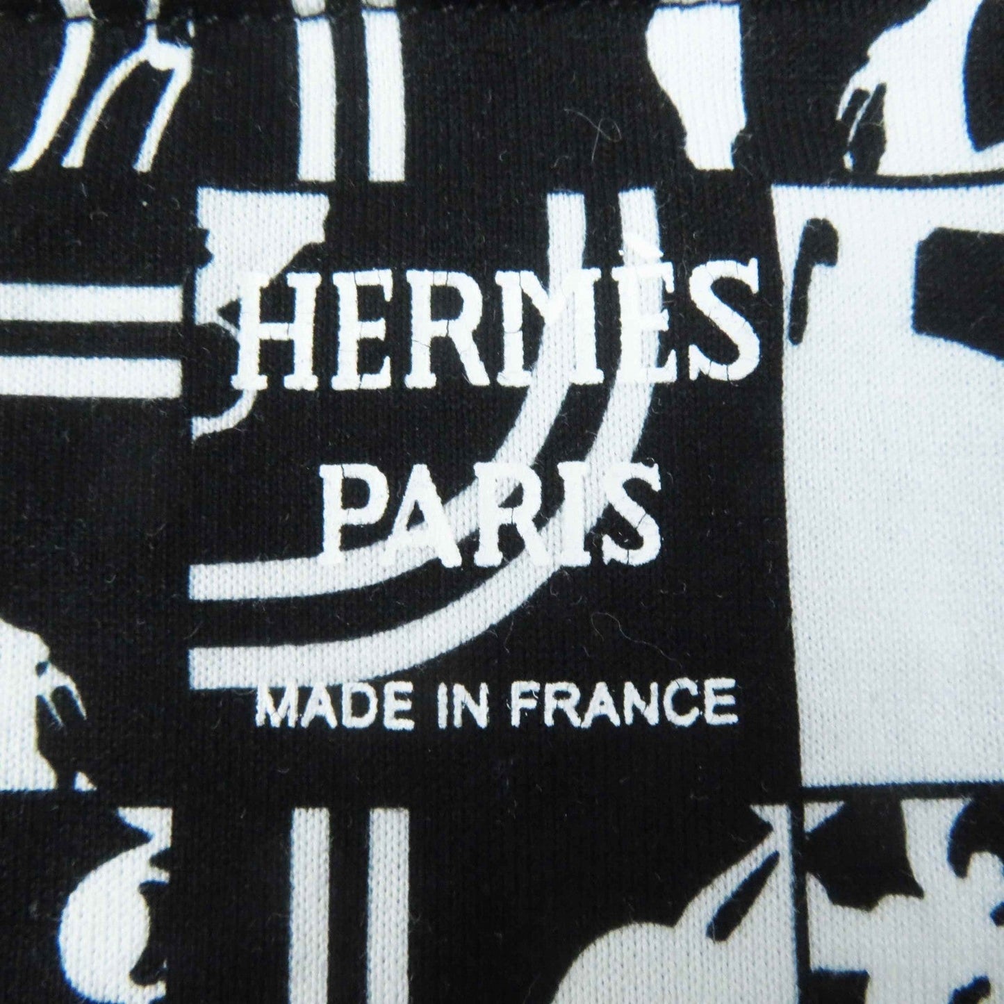 HERMES Short sleeve T-shirt cotton Black White BRIDES DE GALA en Desordre Ceremonial bridles 34