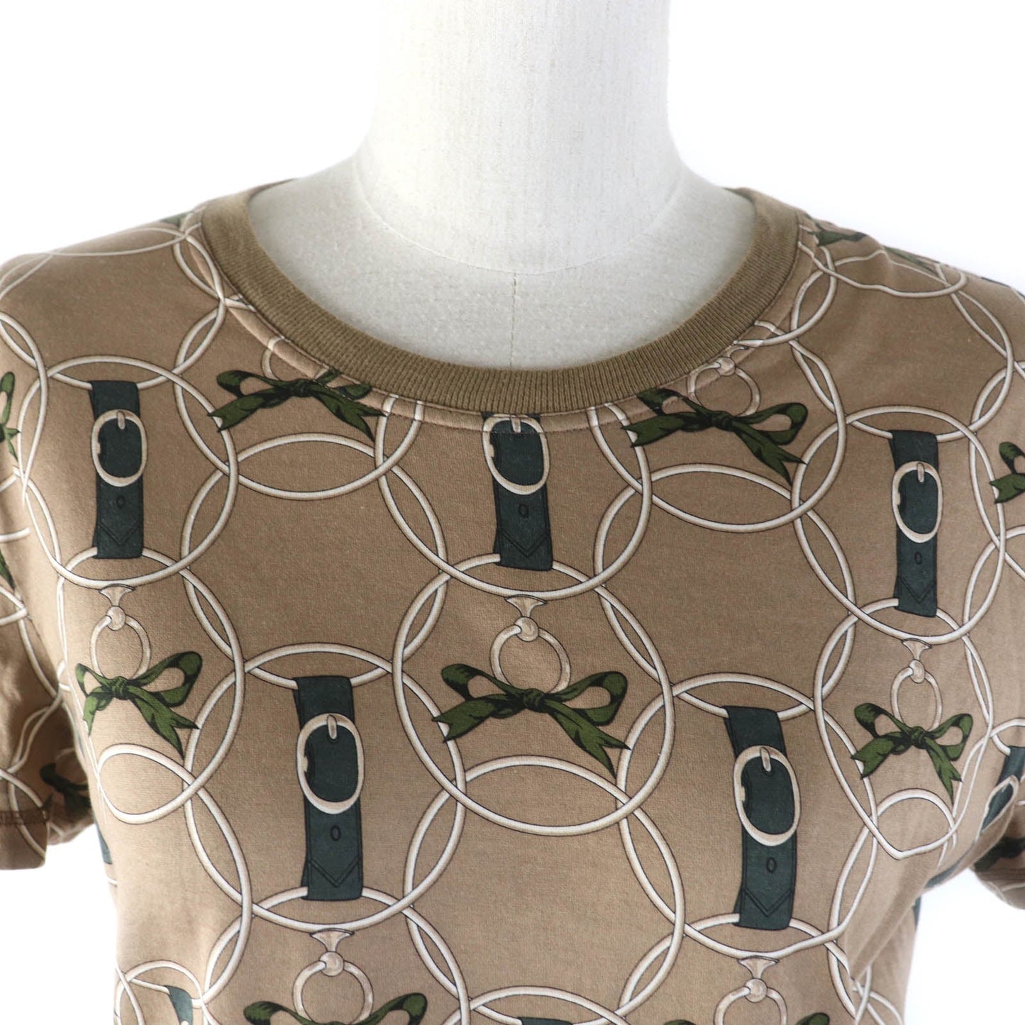 HERMES Short sleeve T-shirt 2H4618DB cotton Brown type Morning walk Promenade du Matin 36