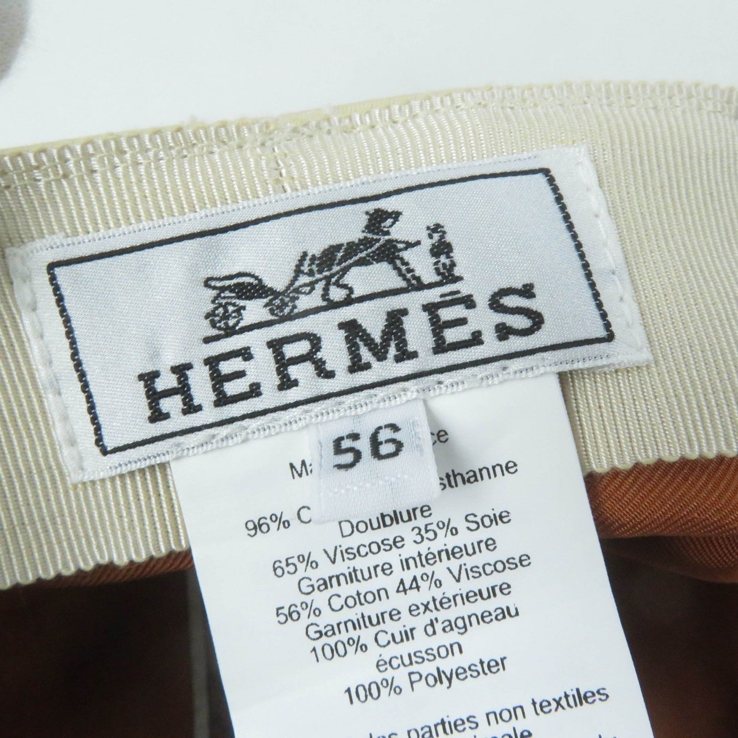 HERMES Casquette cotton beige Kabul Cricket 56