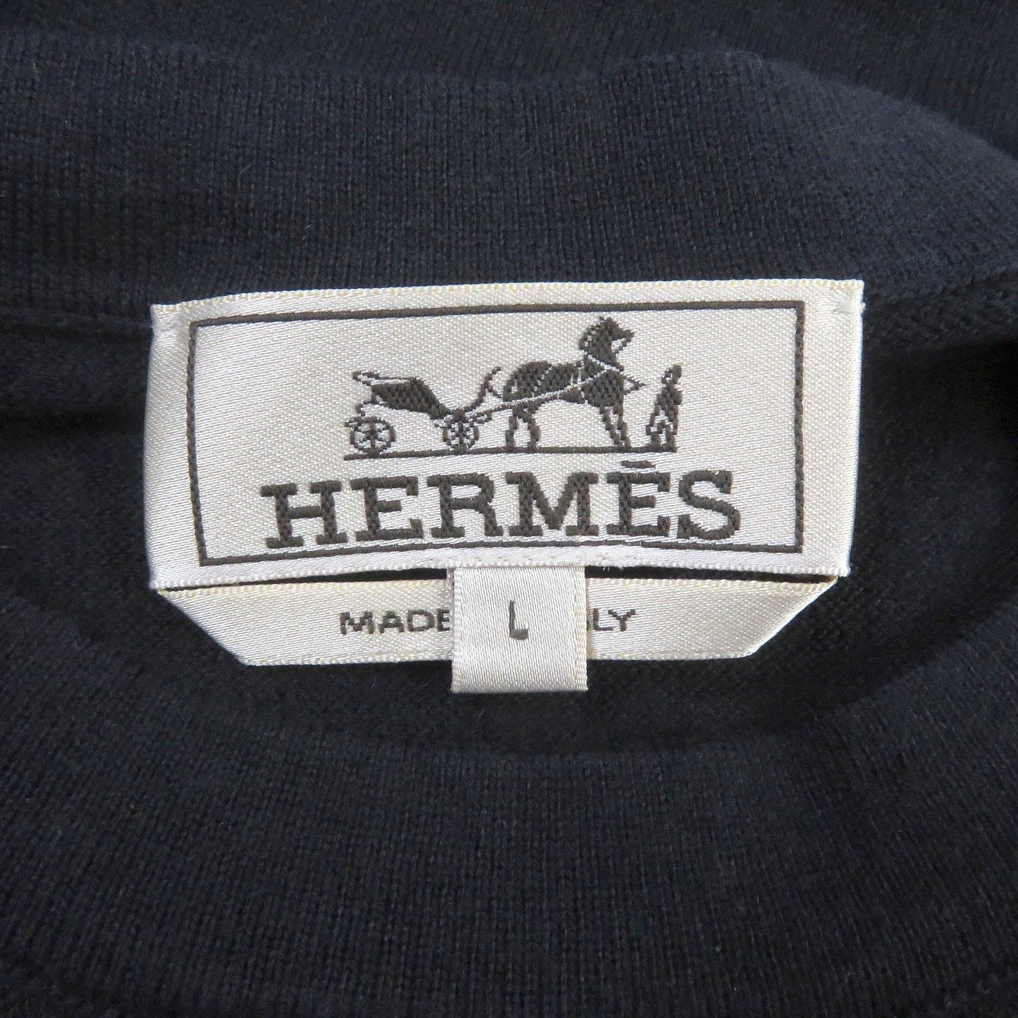 HERMES Short sleeve knit cotton Navy L