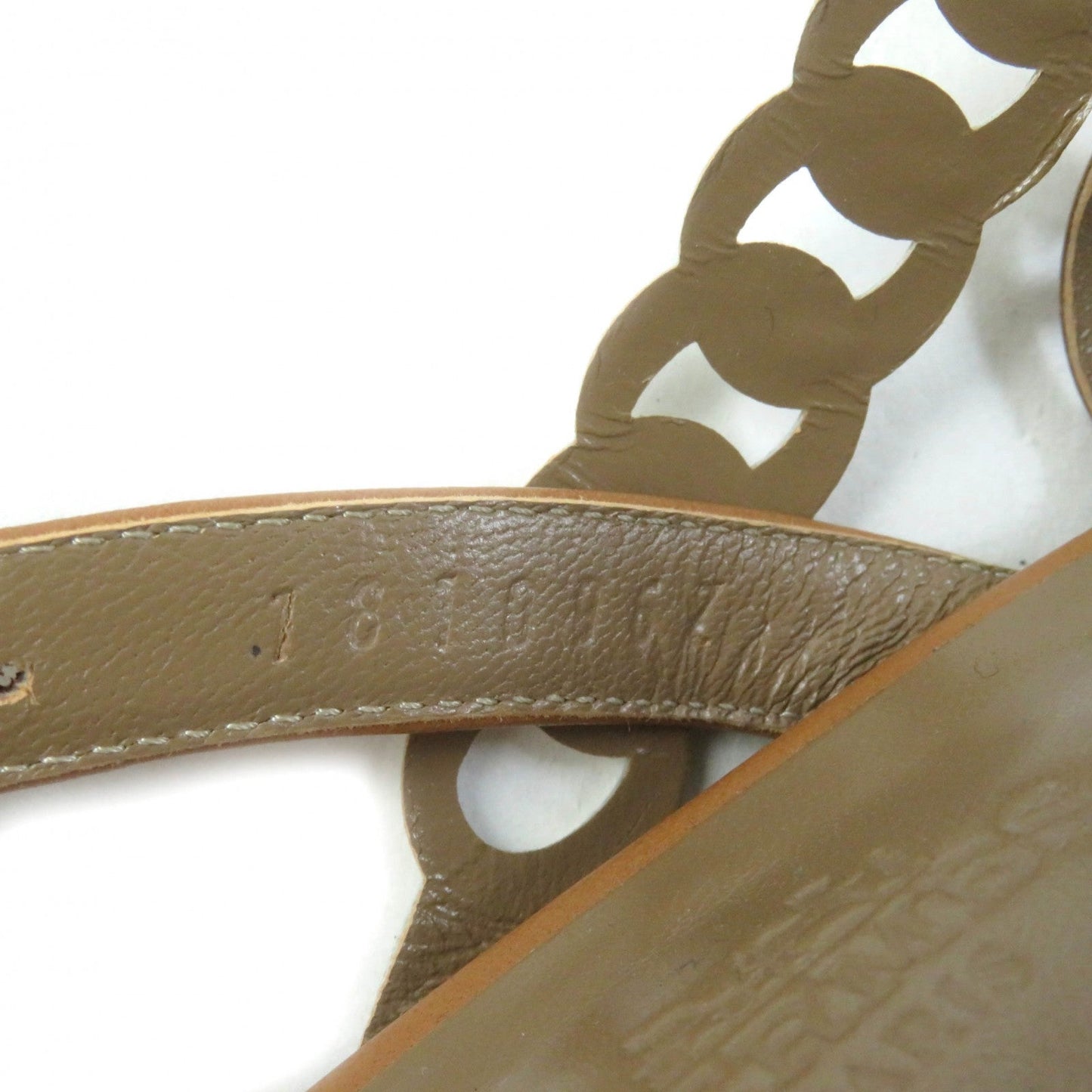 HERMES Sandals 181096Z leather Brown white Romanzo 38