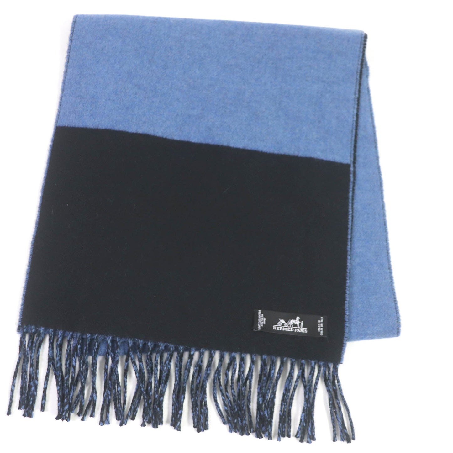 HERMES Scarf Main: 100% cashmere blue-black mens Used