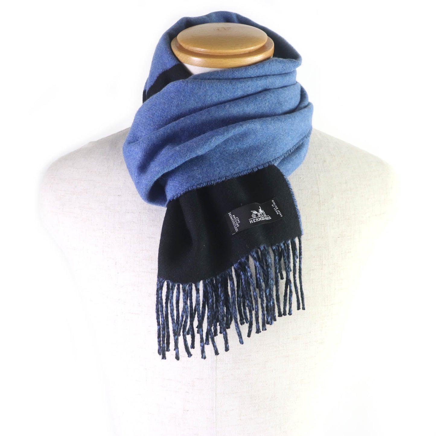 HERMES Scarf Main: 100% cashmere blue-black mens Used