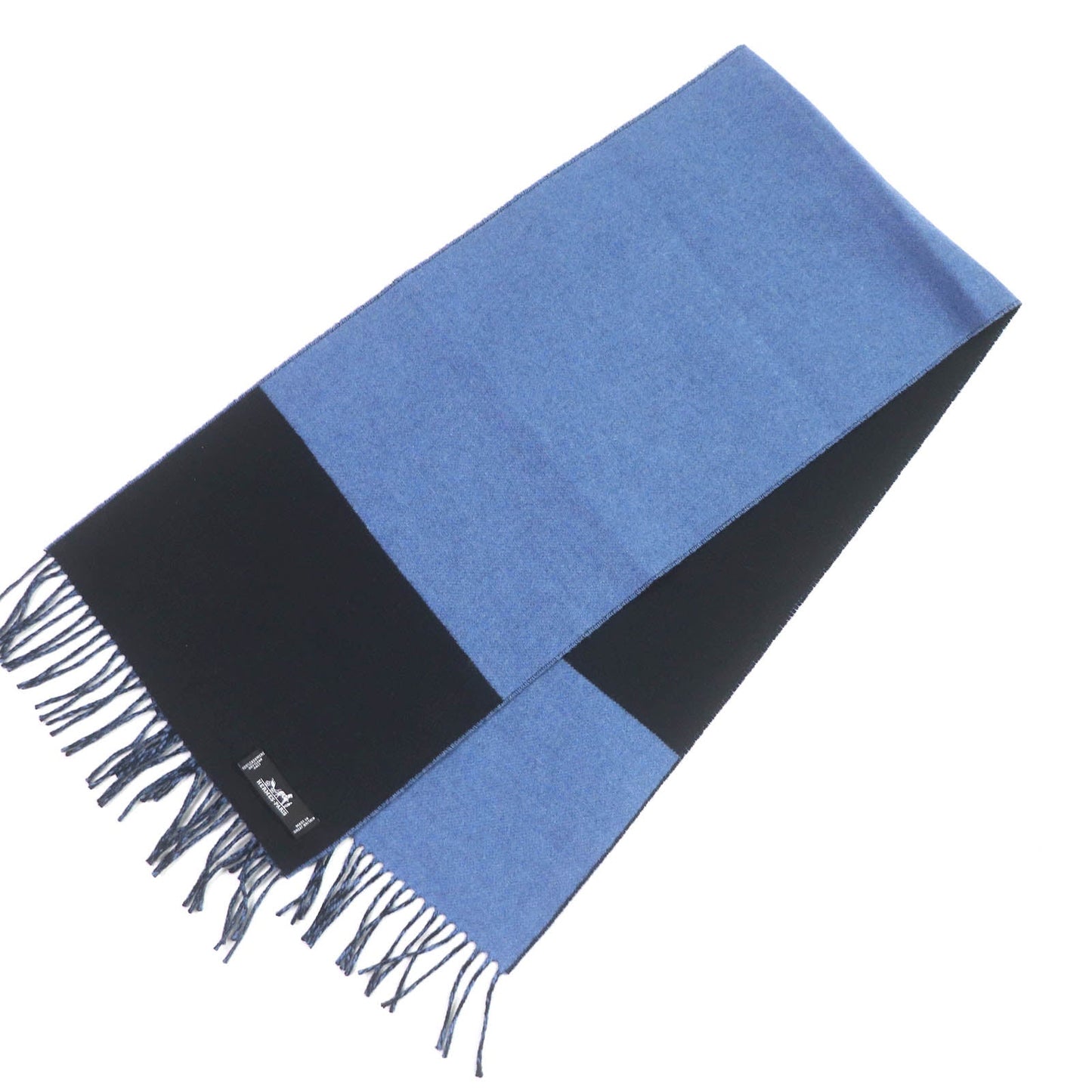 HERMES Scarf Main: 100% cashmere blue-black mens Used