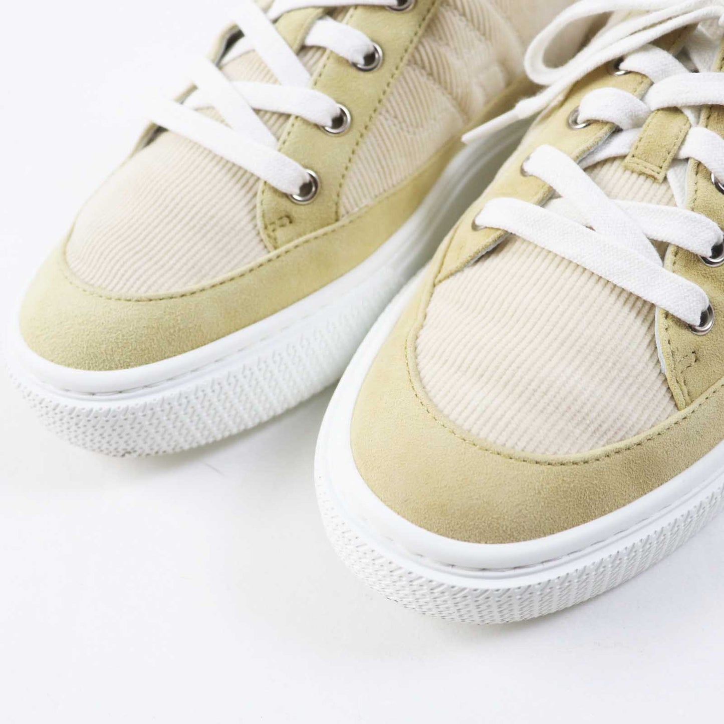 HERMES sneakers 222189Z Suede leather Beige white DEEP 38.5