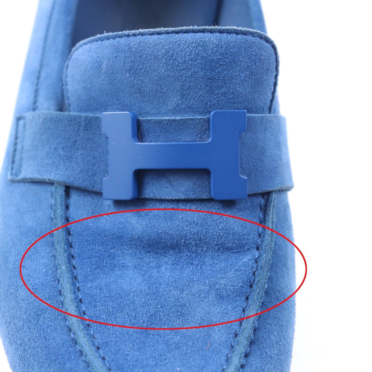 HERMES loafers 221065Z Suede leather blue Constance 36.5
